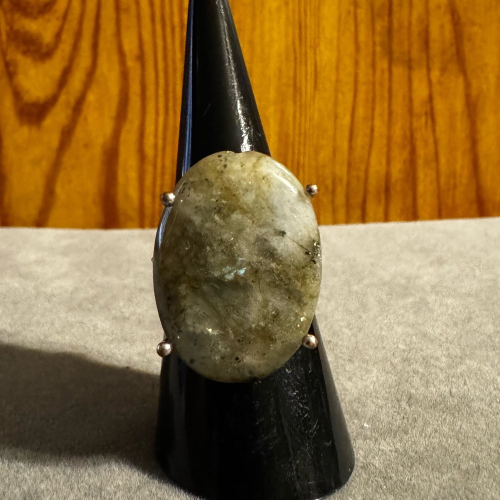 Labradorite Adjustable, Silver Tone Ring - image 1